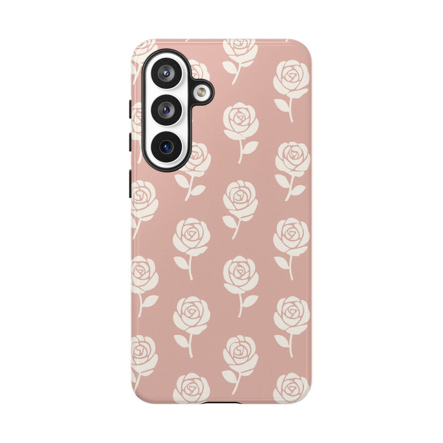 White Rose Pattern Tough Phone Case | Elegant Floral Aesthetic Case for Iphone, Samsung Galaxy and Pixel