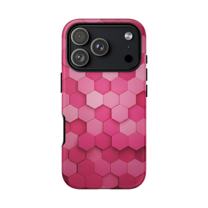 Hot Pink Hexagon Phone Case | Honeycomb Geometric Aesthetic | Cute Pink iPhone & Samsung Tough Protective Case