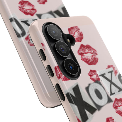 XOXO Kiss Print Phone Case | Coquette Valentine Aesthetic | Cute Pink Lipstick Kiss Tough Case for iPhone & Samsung