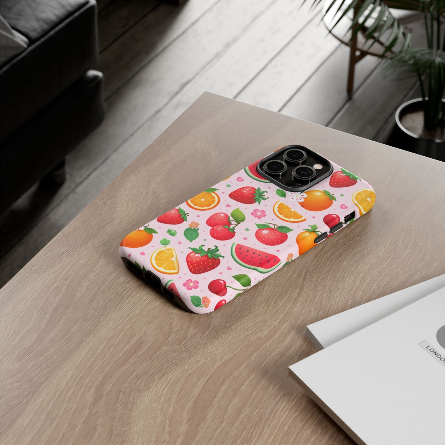 Fruit Phone Case – Tough Shockproof, Strawberry Cherry Citrus Summer Design for Iphone, Samsung Galaxy and Pixel