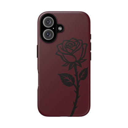 Black Rose Burgundy iPhone Case | Dark Aesthetic Shockproof Protective Cover