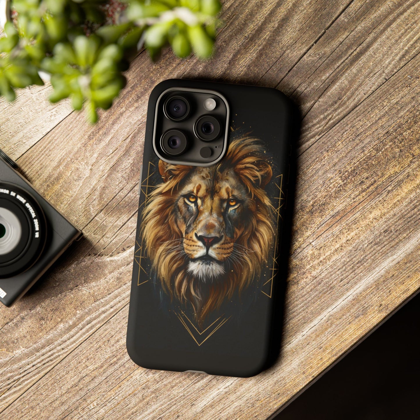 Majestic Lion Phone Case – Black Gold Luxury Lion Art Tough Protective Case