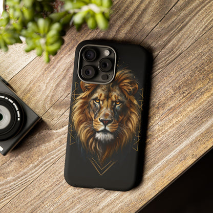 Majestic Lion Phone Case – Black Gold Luxury Lion Art Tough Protective Case
