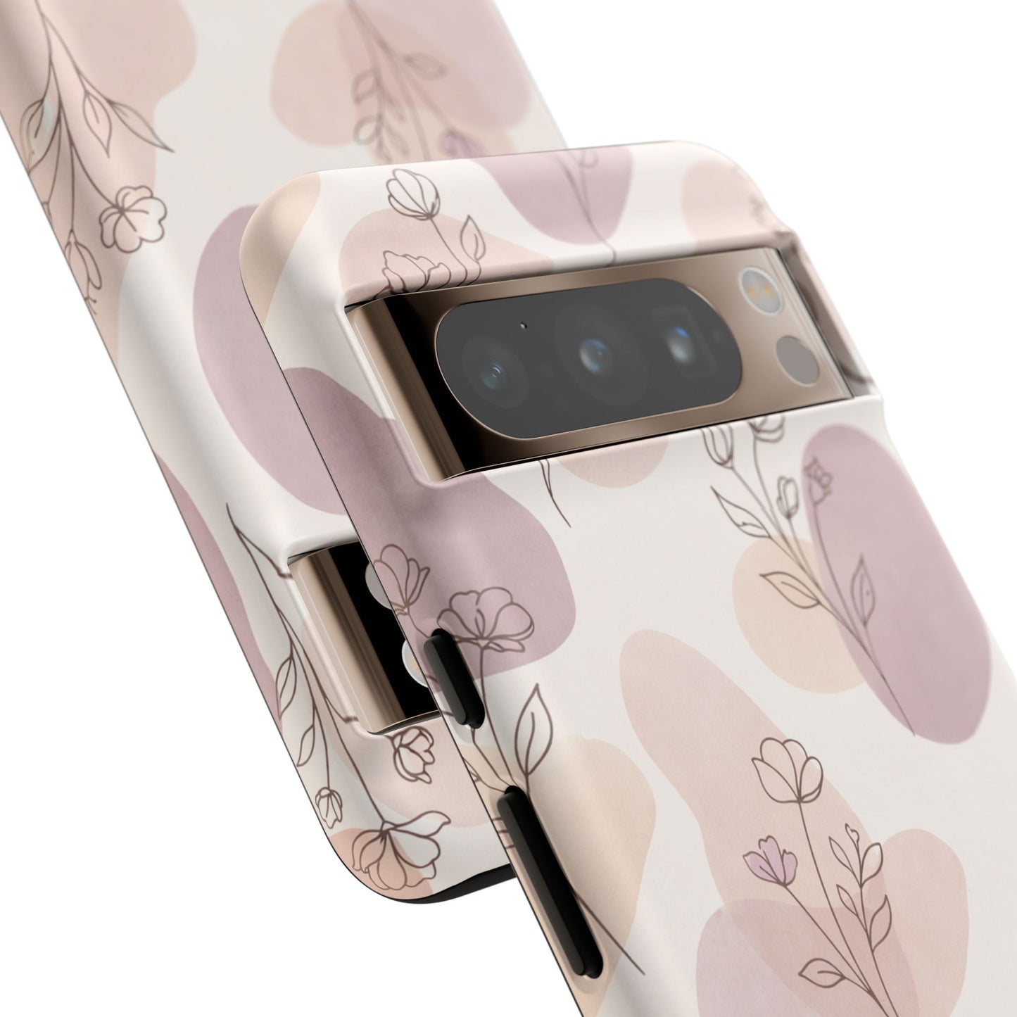 Blush Floral Phone Case Neutral Botanical Watercolor Tough Cover
