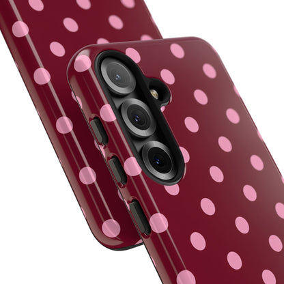 Pink Polka Dot Phone Case – Cute Aesthetic Tough Protective Phone Cover for Iphone, Samsung Galaxy and Pixel