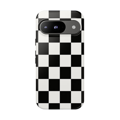 Black & White Checkerboard Phone Case – Classic Aesthetic Tough Protective Case for Iphone, Samsung Galaxy and Pixel