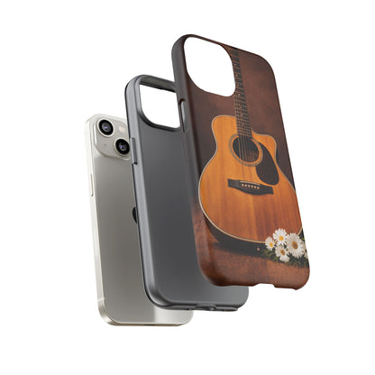 Acoustic Guitar Daisy Phone Case | Rustic Music Lover Tough Cover