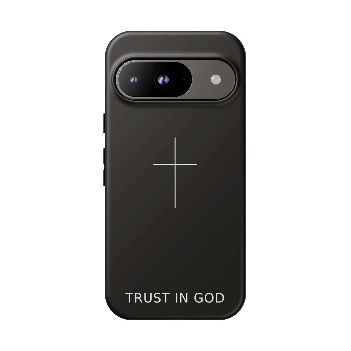 Trust in God Phone Case Minimal Cross Christian Black Tough Cover