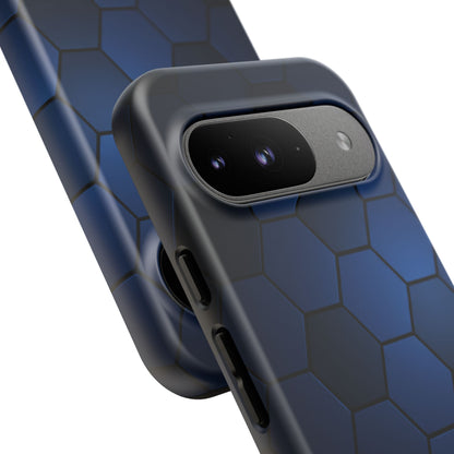 Blue Hexagon Gradient Phone Case | Honeycomb Geometric Tech Aesthetic | Minimalist Tough Case for iPhone & Samsung