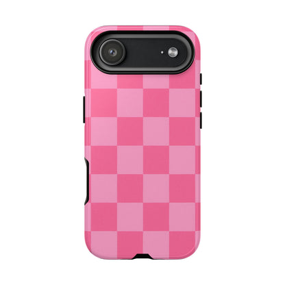 Pink Checkerboard Phone Case – Cute Aesthetic Tough Case for iPhone & Samsung