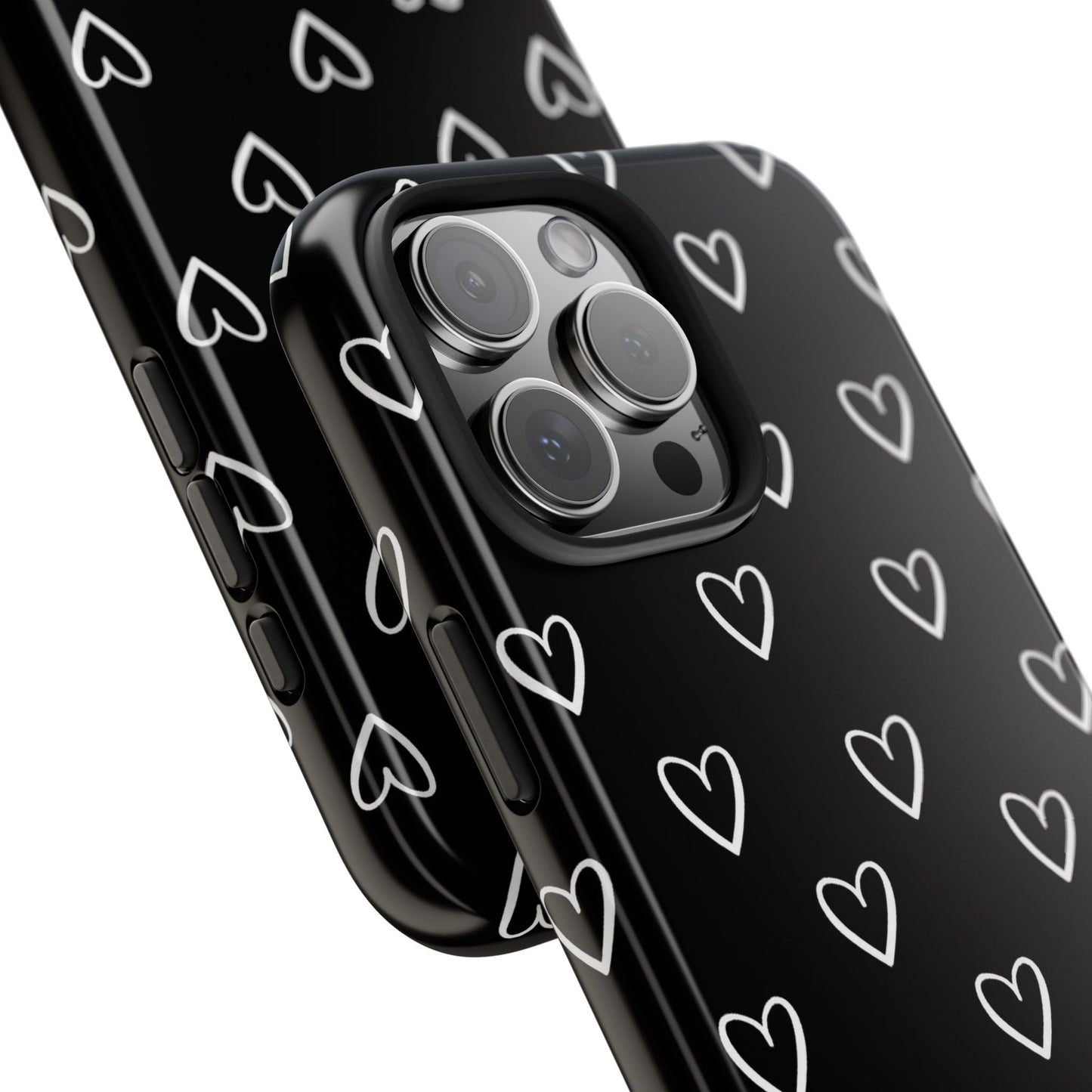 Doodle Heart Phone Case – Minimal Black & White Heart Pattern | Tough Protective Case