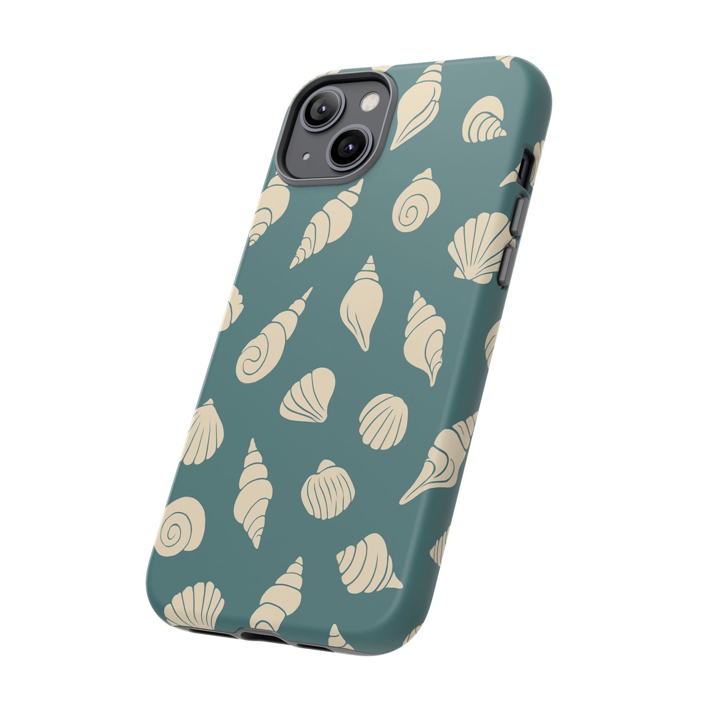 Seashell Pattern Phone Case | Teal Coastal Shells Tough Case for Iphone, Samsung Galaxy and Pixel