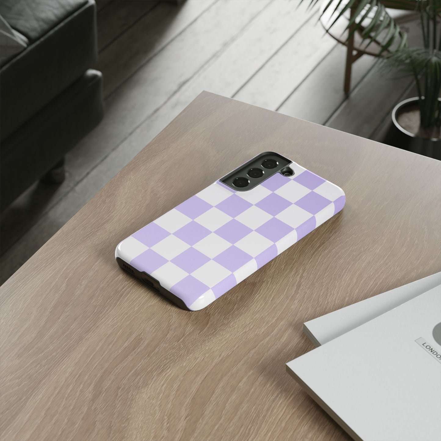 Lavender Checkerboard Phone Case | Pastel Aesthetic Checkered iPhone & Samsung Tough Case