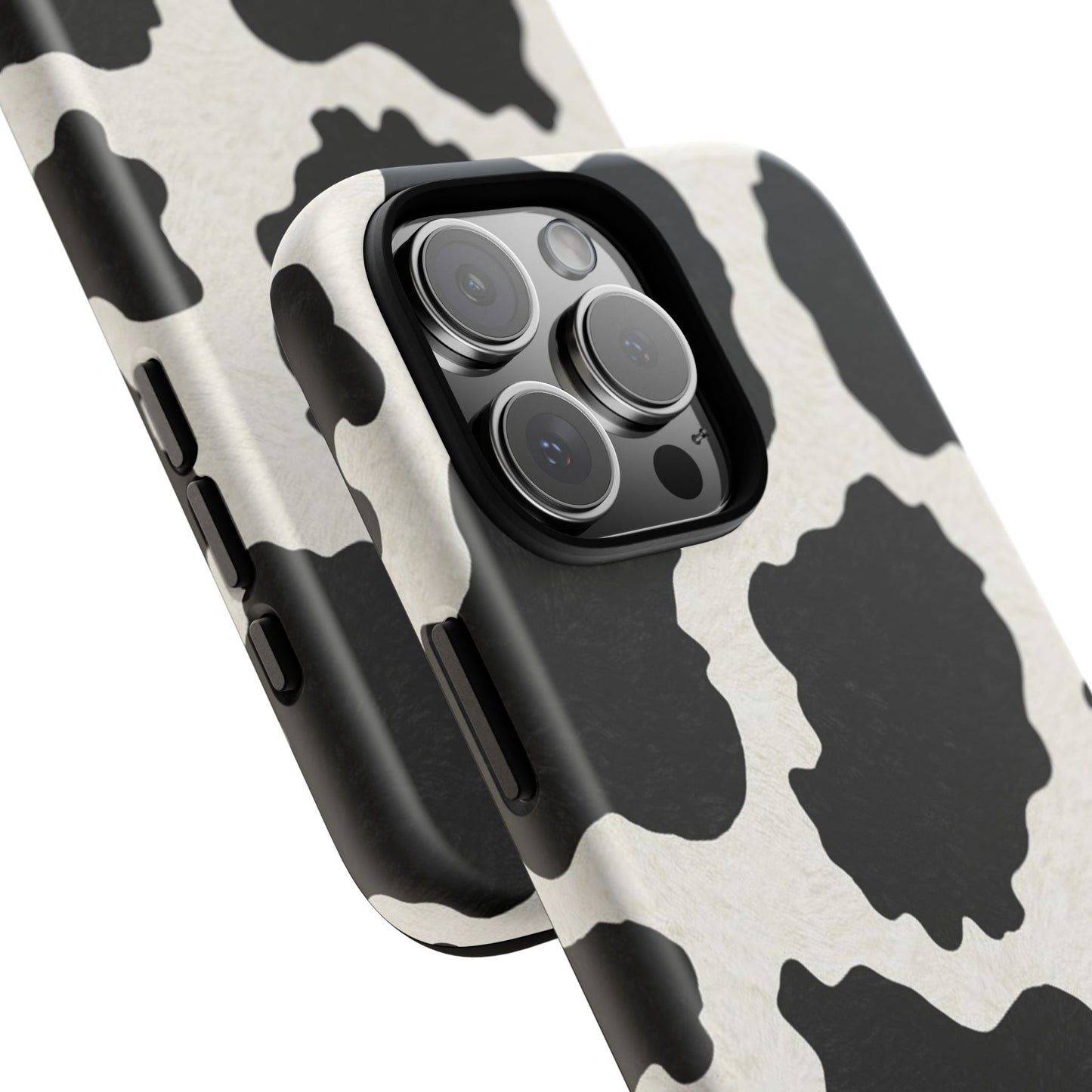 Black & White Cow Print Phone Case | Western Aesthetic iPhone & Samsung Tough Case