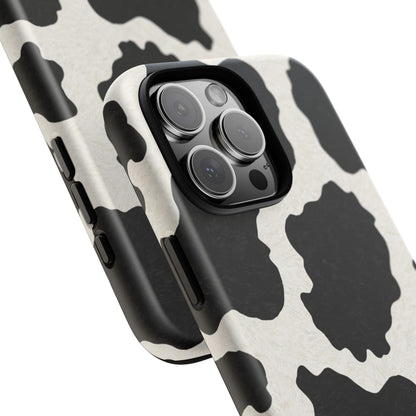Black & White Cow Print Phone Case | Western Aesthetic iPhone & Samsung Tough Case