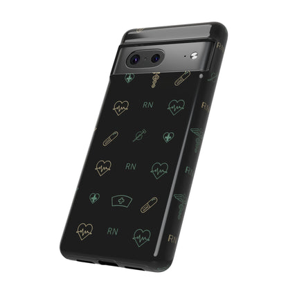 RN Nurse Phone Case – Minimal Medical Icon Pattern Healthcare Worker Tough Case