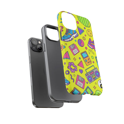 90s Retro Neon Phone Case – Y2K Nostalgia Colorful Icons Tough Protective Case