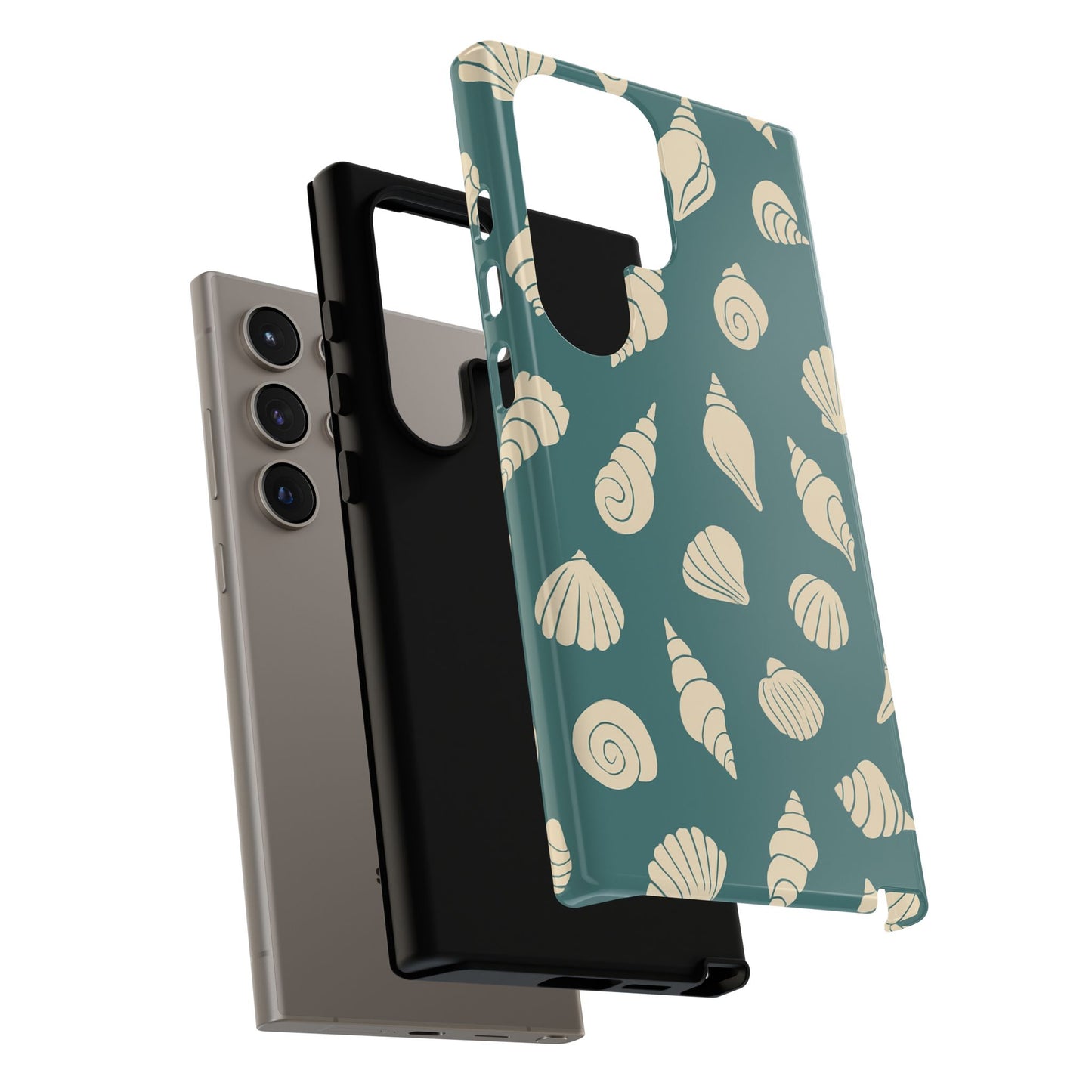 Seashell Pattern Phone Case | Teal Coastal Shells Tough Case for Iphone, Samsung Galaxy and Pixel