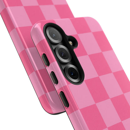 Pink Checkerboard Phone Case | Cute Aesthetic Checkered iPhone & Samsung Tough Case