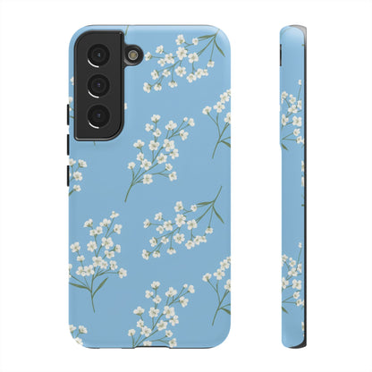 Baby’s Breath Floral Phone Case – Blue Minimal Flower Aesthetic Tough Case