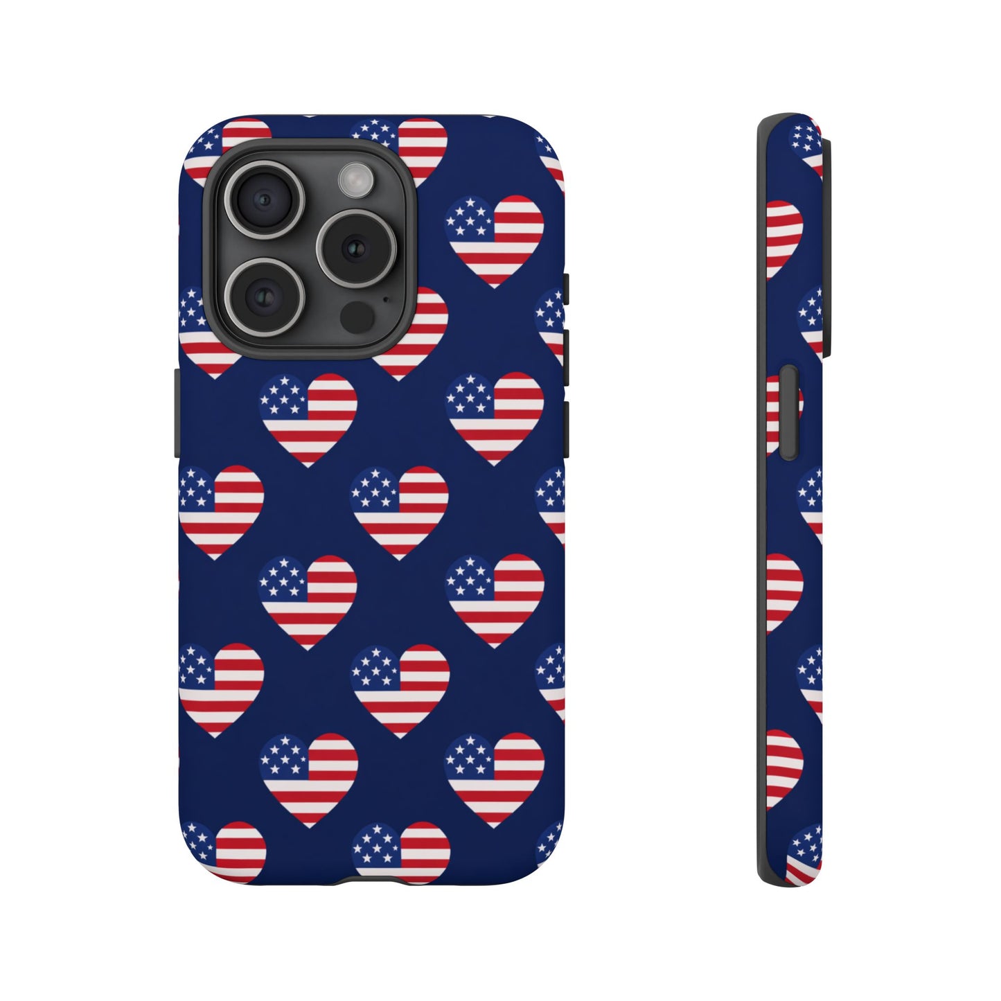 Patriotic American Flag Heart Phone Case – Tough Shockproof, USA Stars & Stripes for Iphone, Samsung Galaxy and Pixel