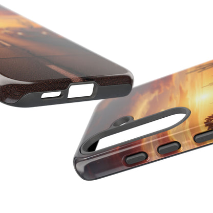 Route 66 Sunset Desert Highway Phone Case – Road Trip Travel Aesthetic Tough Case