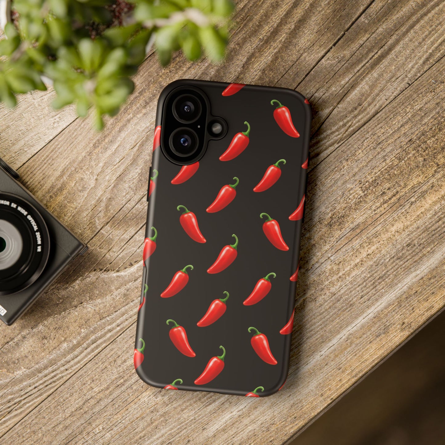 Spicy Chili Pepper Phone Case – Black Cute Hot Pepper Tough Cover for Iphone, Samsung Galaxy and Pixel