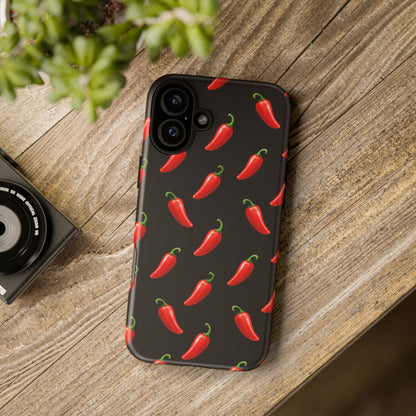Spicy Chili Pepper Phone Case – Black Cute Hot Pepper Tough Cover for Iphone, Samsung Galaxy and Pixel