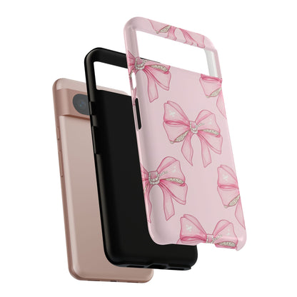 Pink Bow Pattern Phone Case | Coquette Aesthetic Tough Protective Case