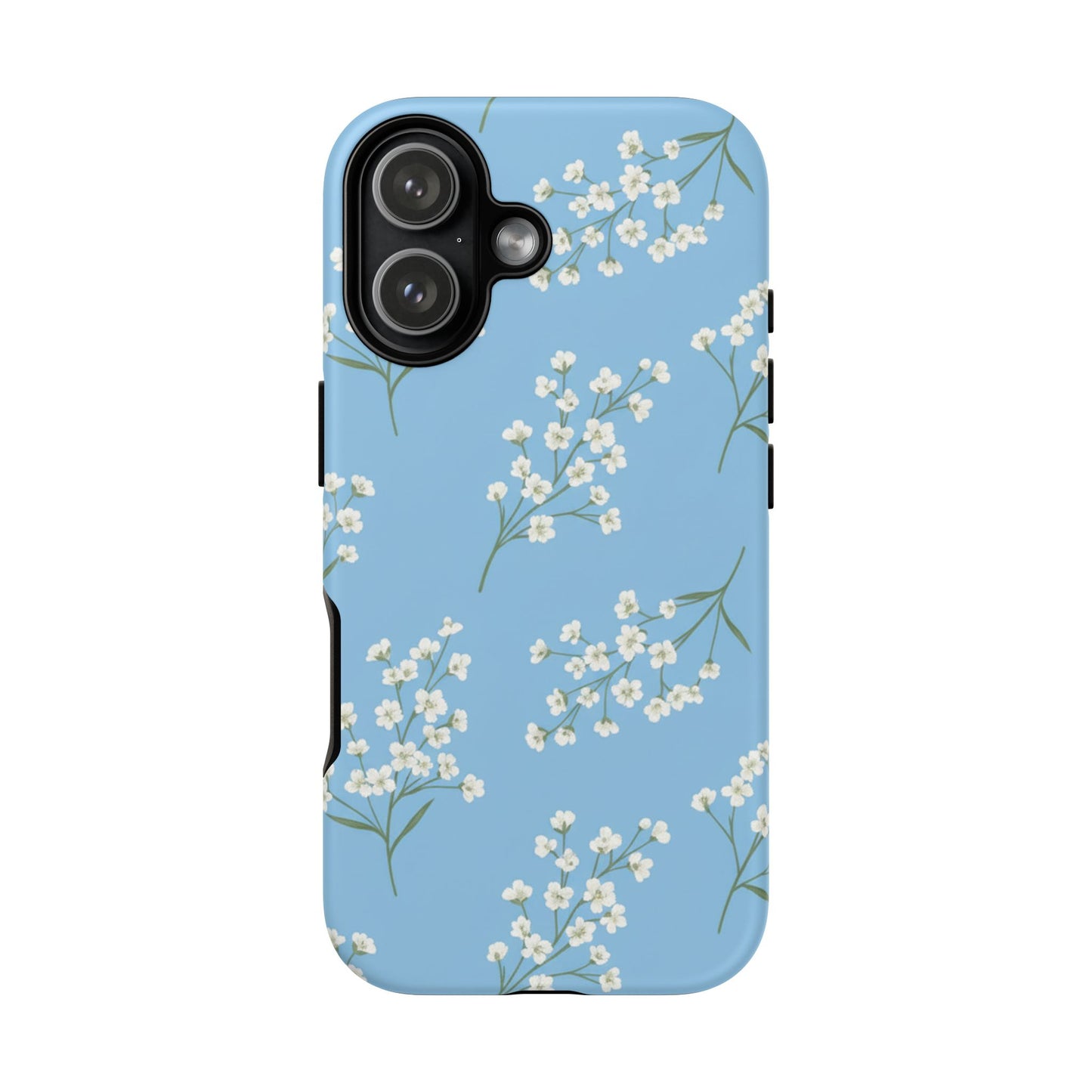 Baby’s Breath Floral Phone Case – Blue Minimal Flower Aesthetic Tough Case