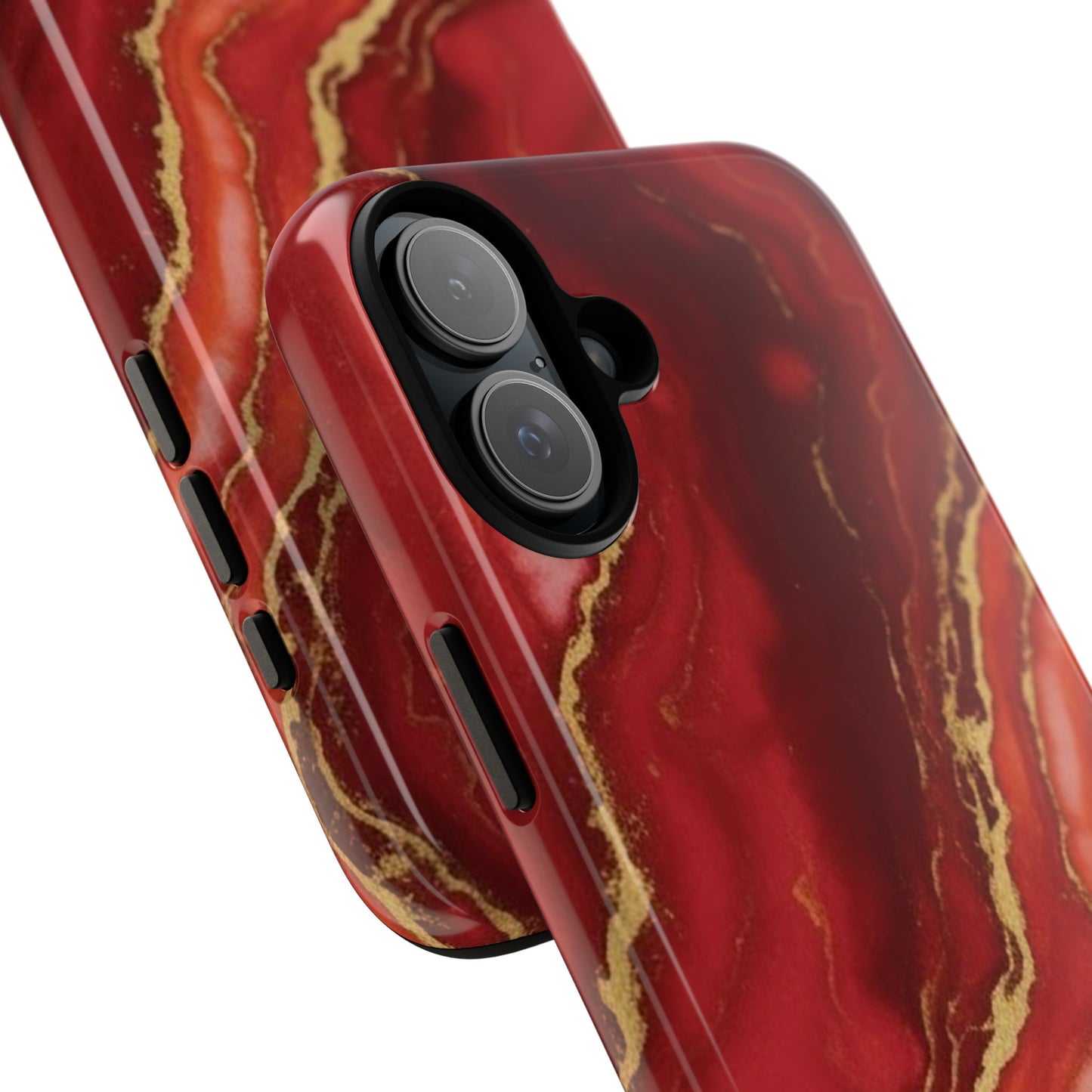 Red Agate Marble Phone Case – Gold Vein Luxury Stone Tough Case (iPhone, Samsung, Pixel)