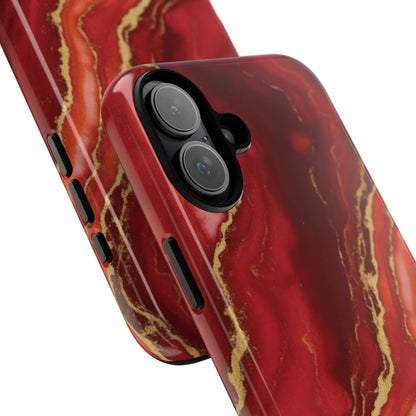Red Agate Marble Phone Case – Gold Vein Luxury Stone Tough Case (iPhone, Samsung, Pixel)