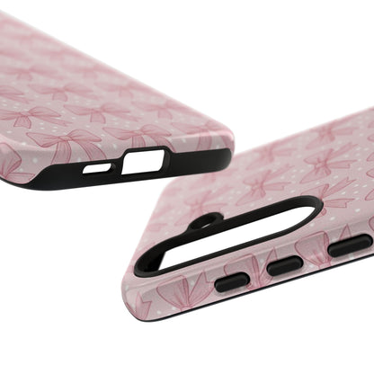 Pink Bow Pattern Phone Case – Soft Coquette Aesthetic Tough Case