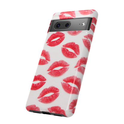 Red Lipstick Kiss Phone Case – Sexy Lip Print Pattern Tough Protective Cover