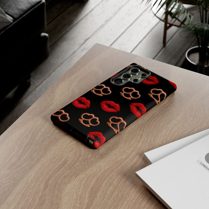 Red Lipstick & Knuckle Duster Phone Case | Bold Kiss Print Tough Protective Cover for Iphone, Samsung Galaxy and Pixel