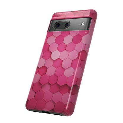 Hot Pink Hexagon Phone Case | Honeycomb Geometric Aesthetic | Cute Pink iPhone & Samsung Tough Protective Case