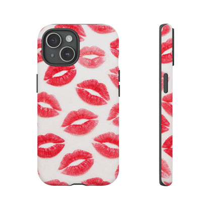Red Lipstick Kiss Phone Case – Sexy Lip Print Pattern Tough Protective Cover