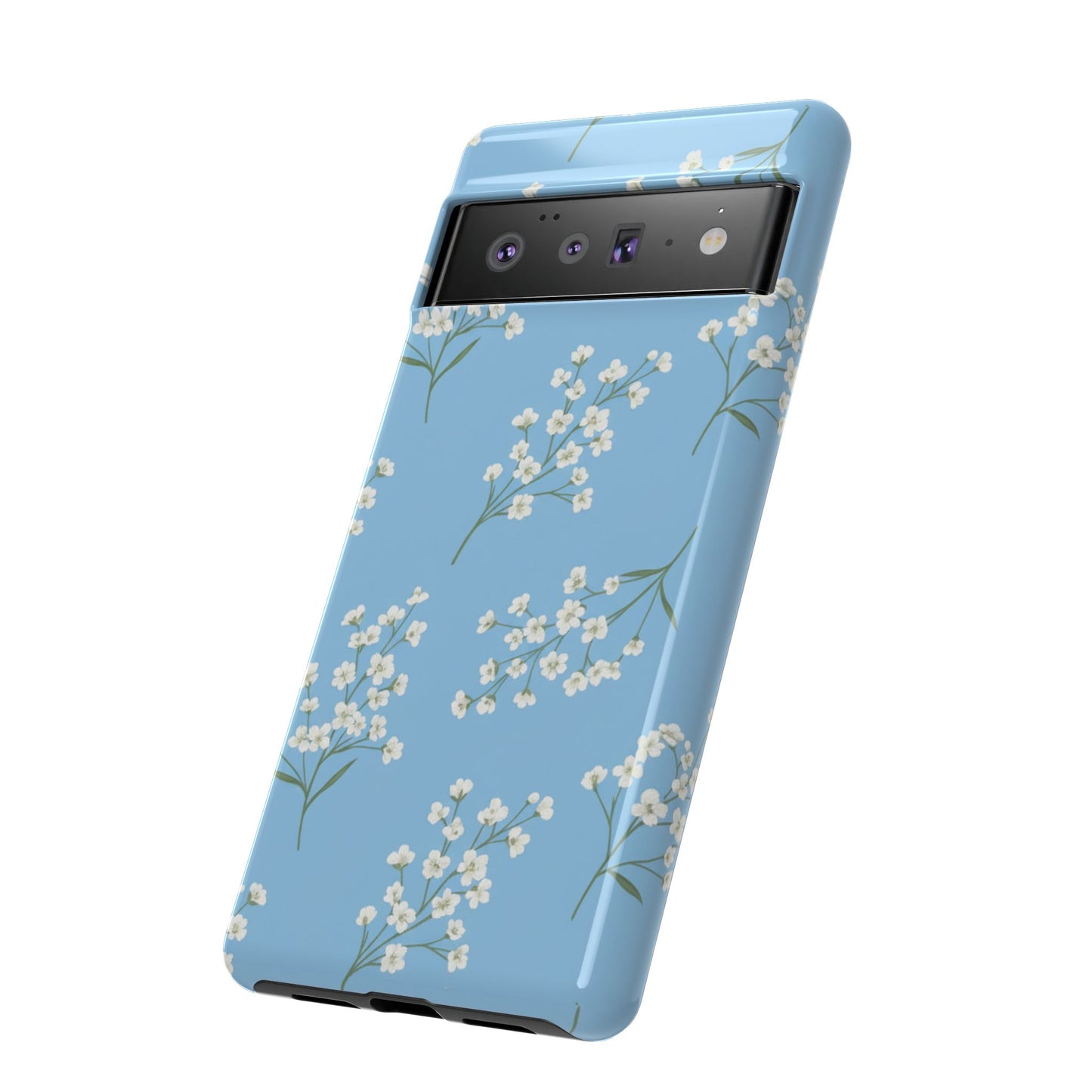 Baby’s Breath Floral Phone Case – Blue Minimal Flower Aesthetic Tough Case