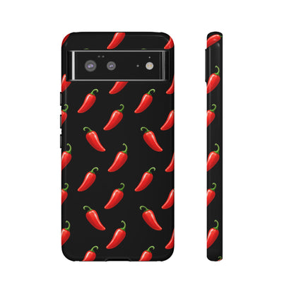Spicy Chili Pepper Phone Case – Black Cute Hot Pepper Tough Cover for Iphone, Samsung Galaxy and Pixel
