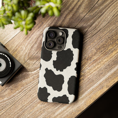 Black & White Cow Print Phone Case | Western Aesthetic iPhone & Samsung Tough Case