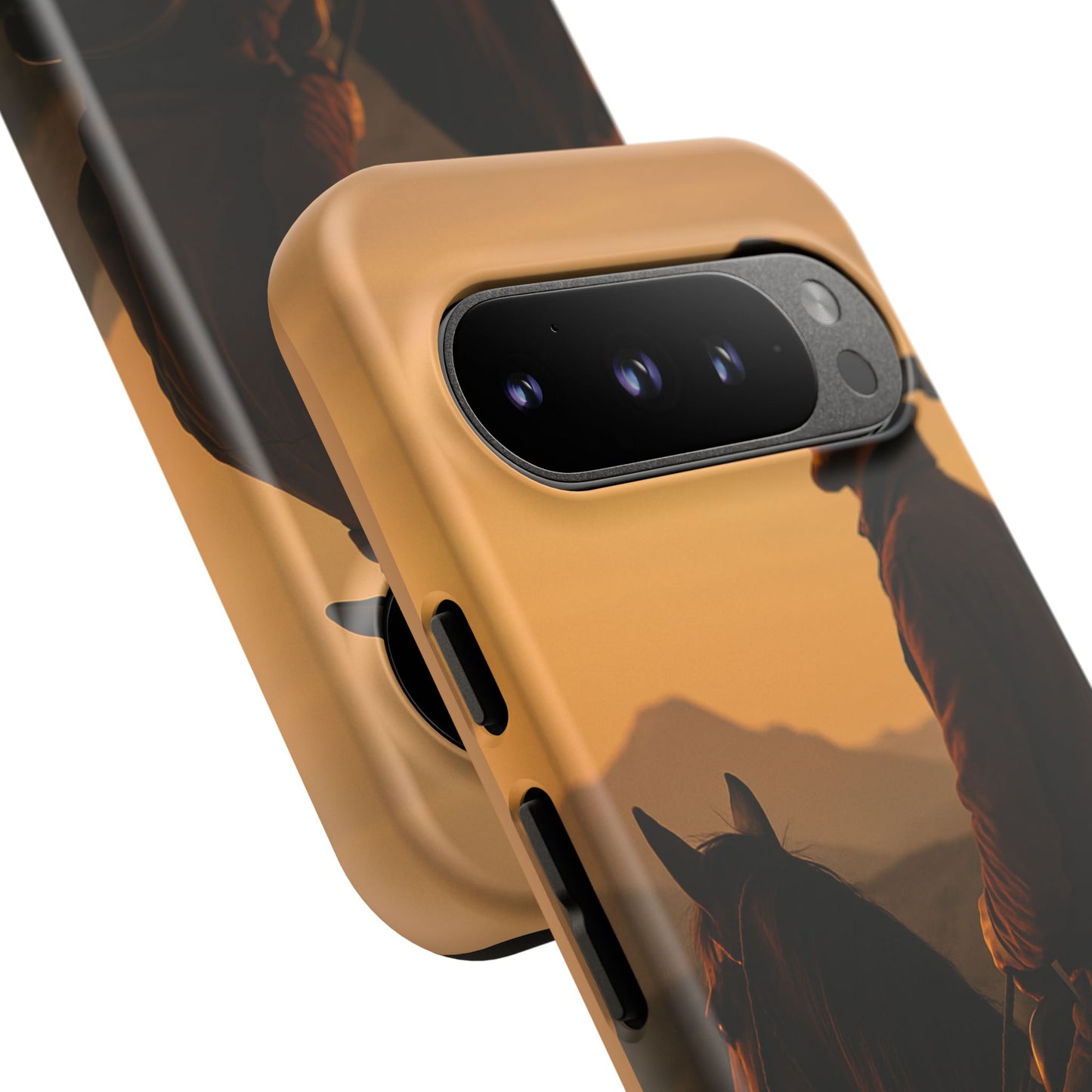 Western Cowboy Sunset Phone Case | Horse Rider Desert Aesthetic Tough Protective Case