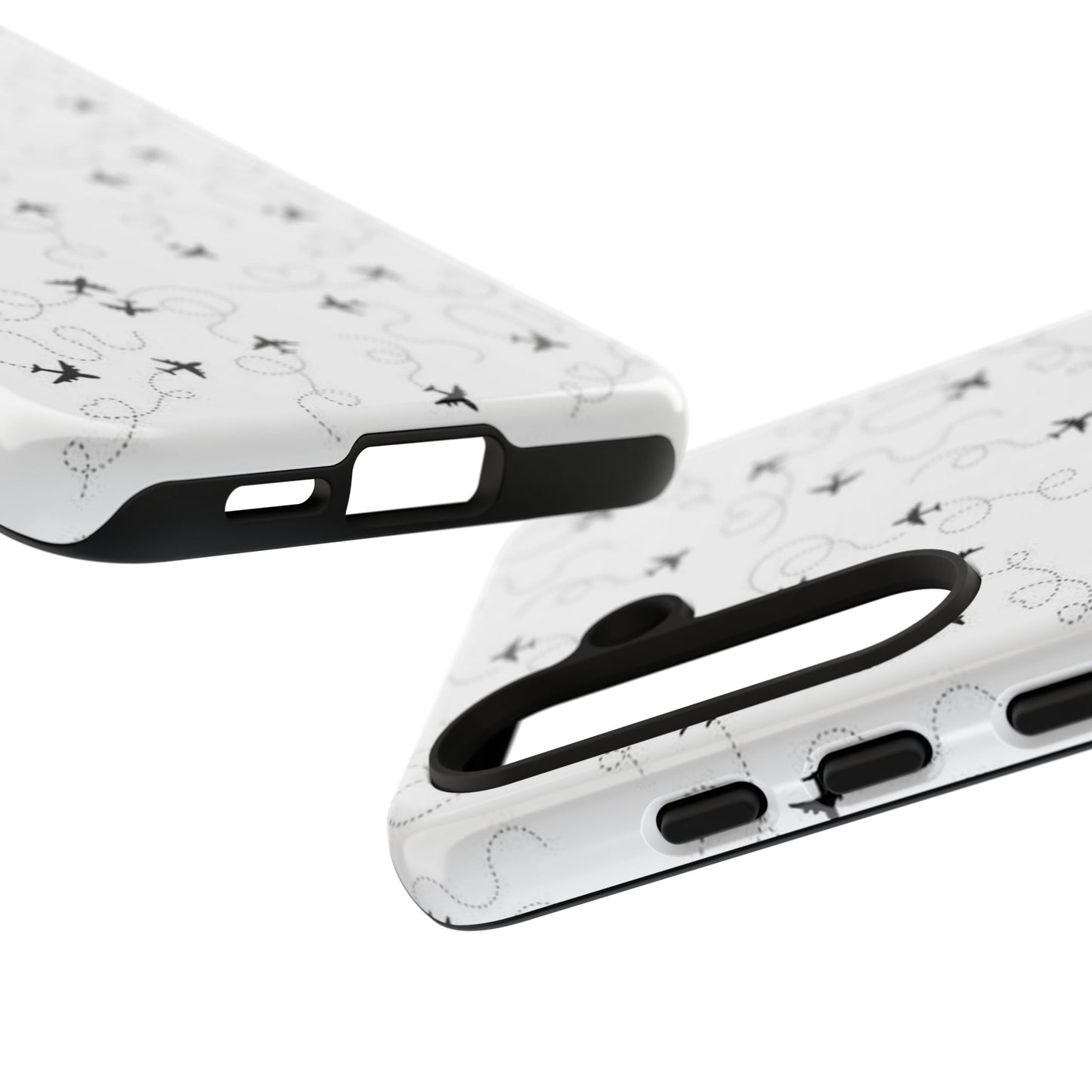 Minimal Paper Airplane Pattern Phone Case – Black White Aesthetic Tough Cover