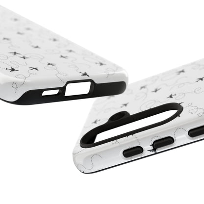 Minimal Paper Airplane Pattern Phone Case – Black White Aesthetic Tough Cover