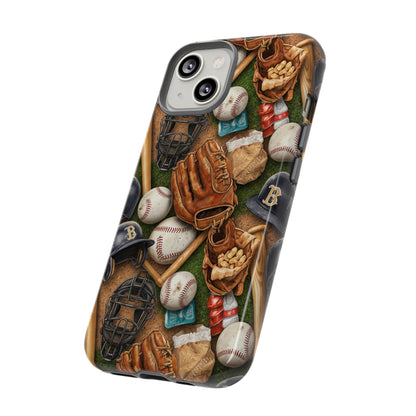 Baseball Gear Collage Phone Case – Vintage Baseball Equipment Sports Tough Case