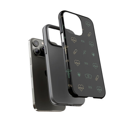RN Nurse Phone Case – Minimal Medical Icon Pattern Healthcare Worker Tough Case