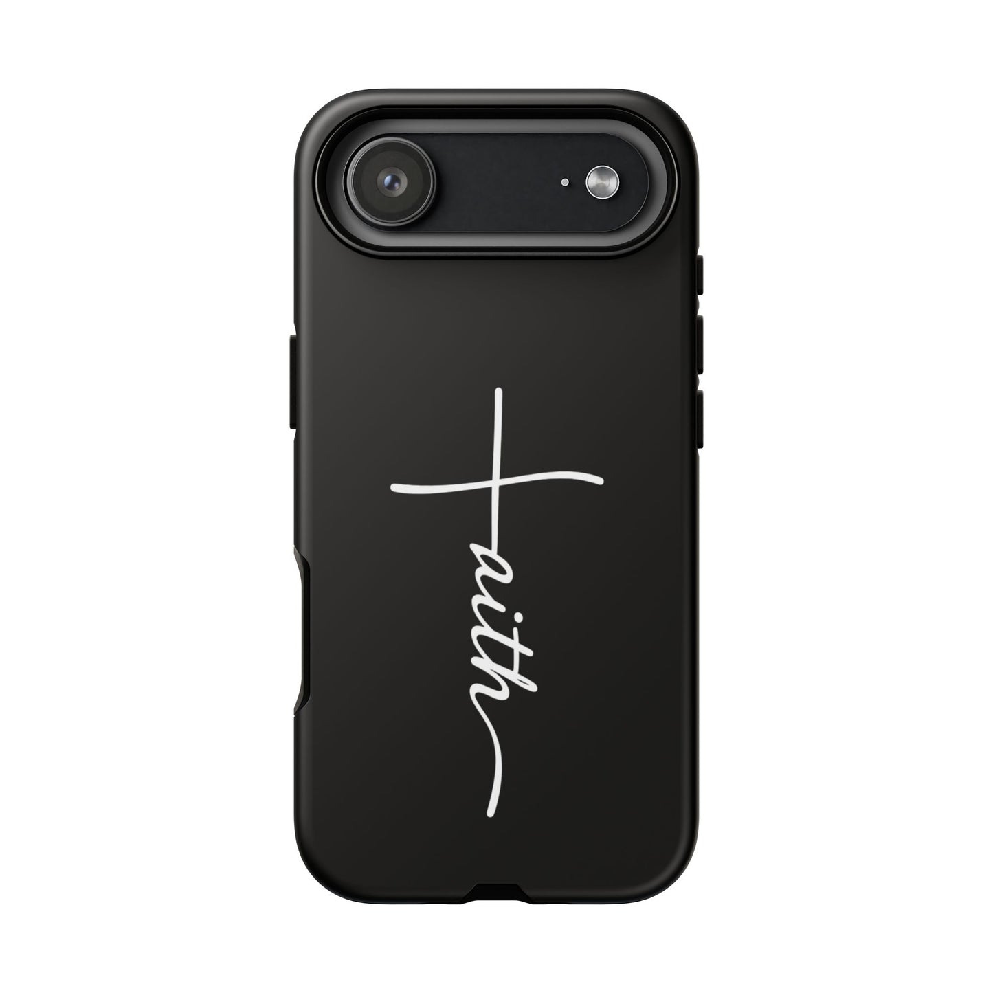 Faith Cross Phone Case, Christian Aesthetic Minimalist Black Matte Case, Religious Gift iPhone Samsung Cover