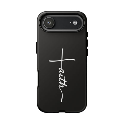 Faith Cross Phone Case, Christian Aesthetic Minimalist Black Matte Case, Religious Gift iPhone Samsung Cover