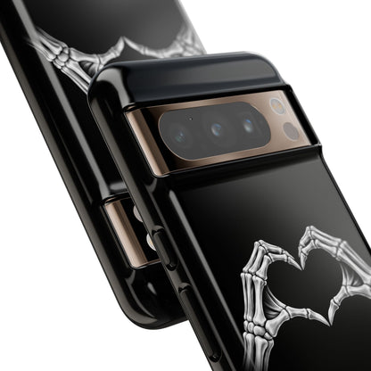 Skeleton Hands Heart Phone Case | Gothic Black Protective Cover