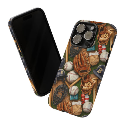 Baseball Gear Collage Phone Case – Vintage Baseball Equipment Sports Tough Case
