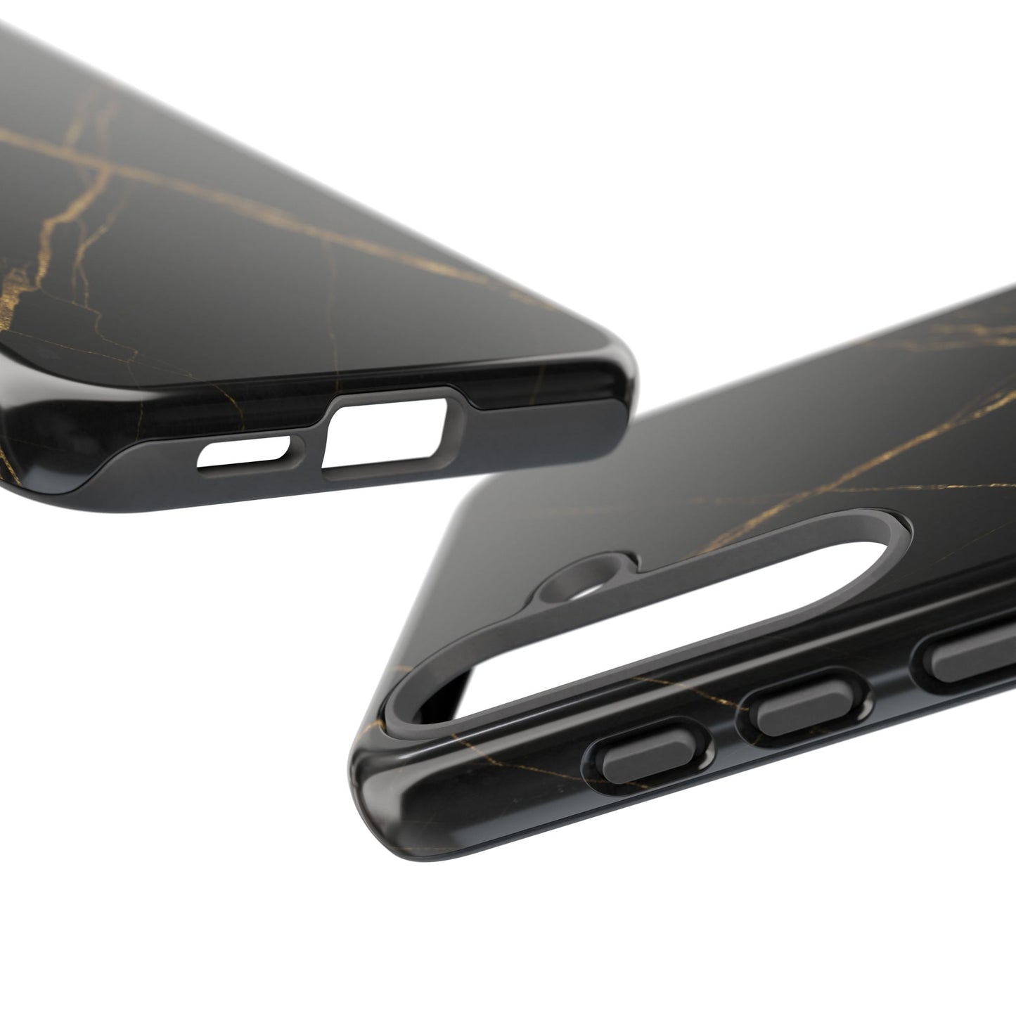Black Marble Phone Case with Gold Veins – Luxury Minimal Aesthetic Tough Case